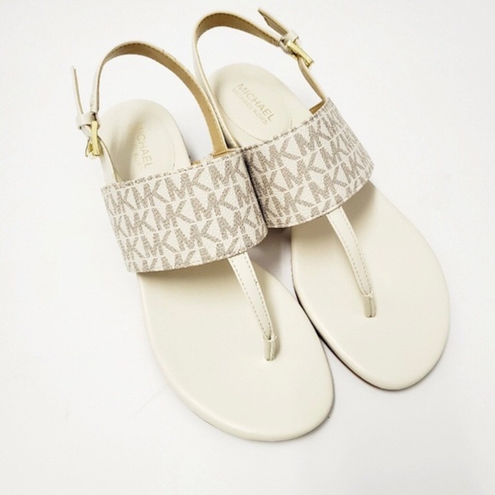 Michael Kors Womens White T-Strap Scandal 8.5